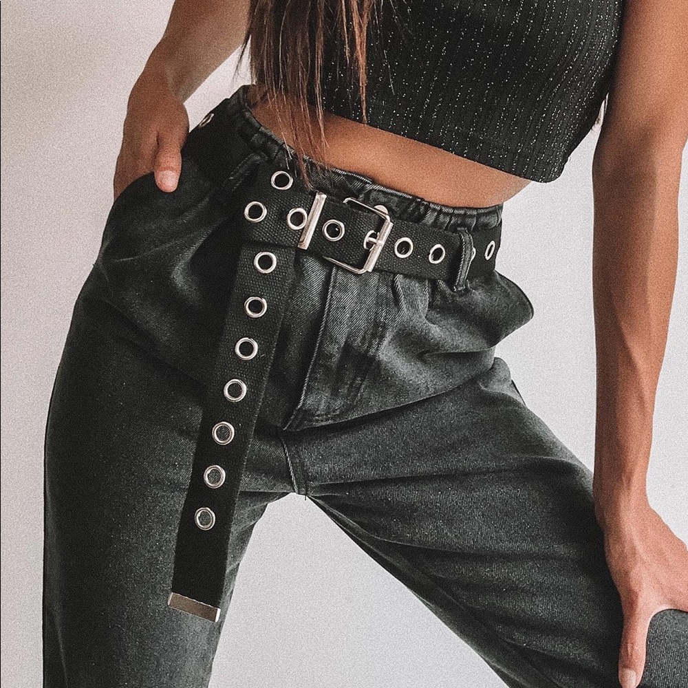 CANVAS EYELET BELT BLACK